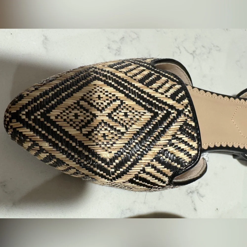 Isaac Mizrahi New York Woven D’Orsay Flats Size 7.5 Neutral Black Tan - Picture 3 of 10